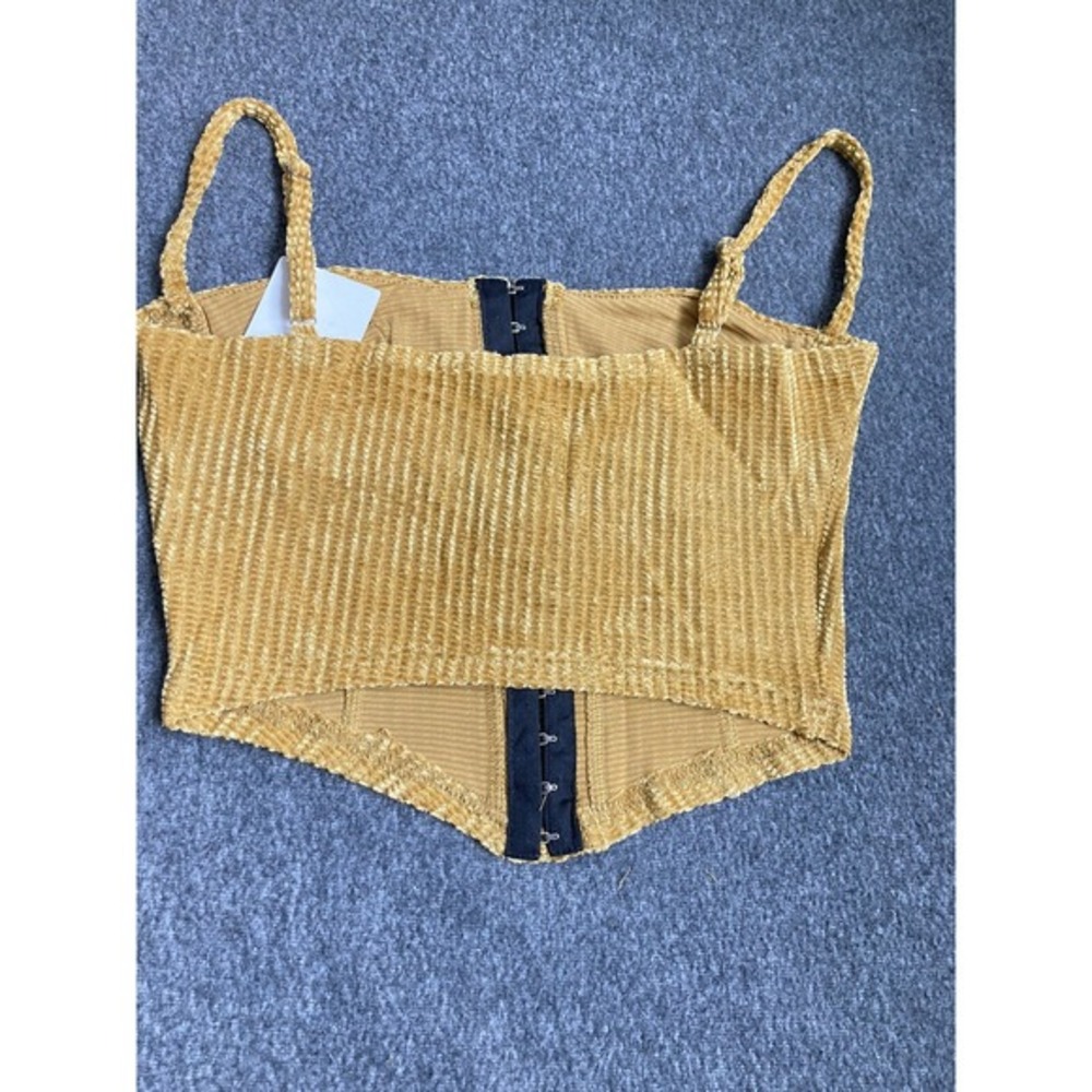Corduroy Bustier Camisole Top XS Half-Cup‎ Design Adjustable Straps Retro New - Picture 4 of 6